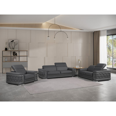 Ensemble de canapé en cuir véritable 3 pièces Charliee