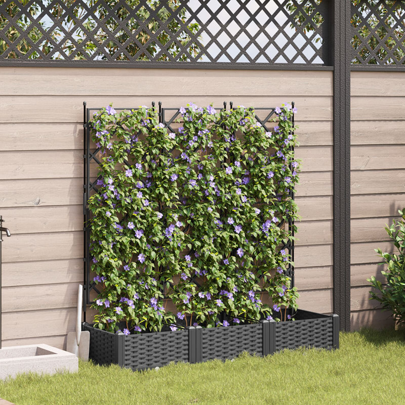 Garden Planter Plastic Resin Planters, 125.5cm H x40cm W x 120cm D, Black
