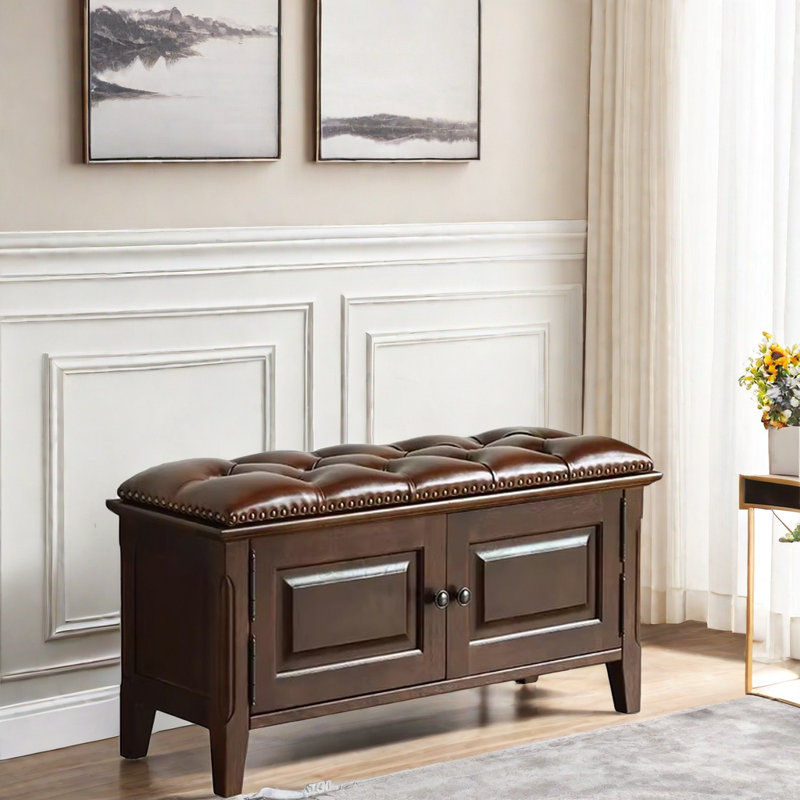Banc de rangement pour chaussures en bois massif 8 paires