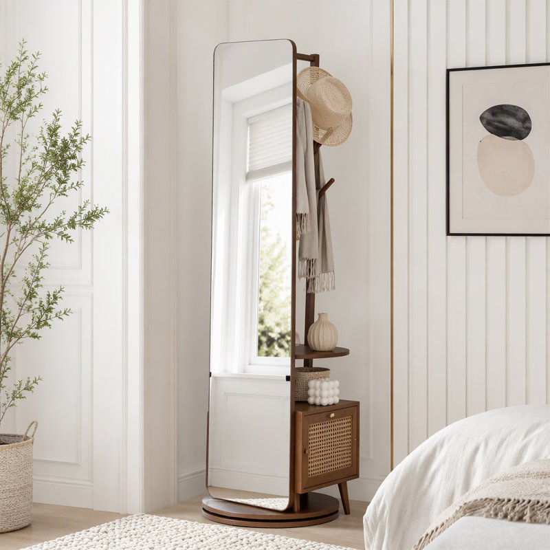 Miroir pleine longueur 70 po x 19 po avec support et portemanteau