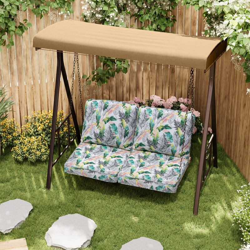 Latitude Run® 4.7'' Thick Outdoor Seat / Back Cushion, Green Floral