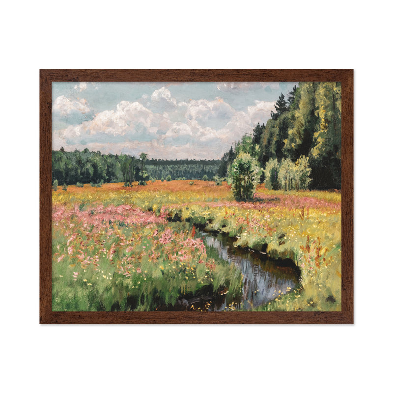 Prairie d'été, Poster, 24"H x 32"W, Brown Framed