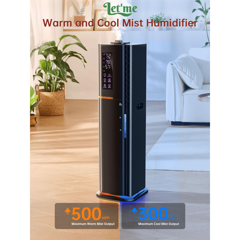 Black Dual Mist Humidifier with LED Control Panel and Remote