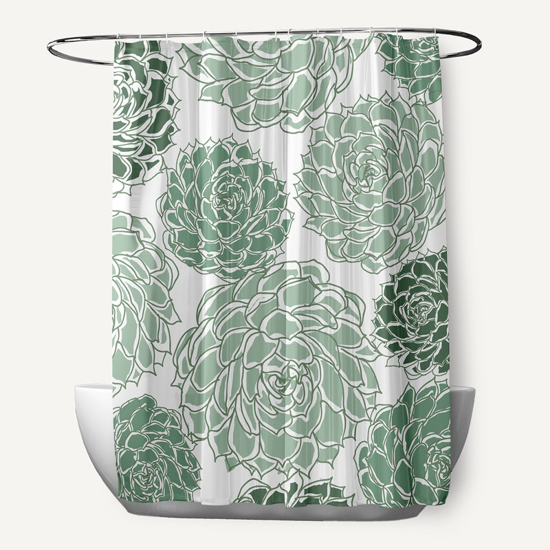 Miki Floral Shower Curtain, Green