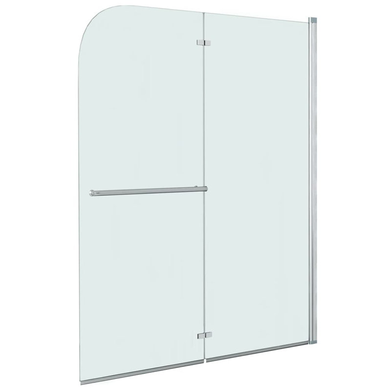Biondo 950mm W x 1400mm H Folding / Bi-Fold Frameless Tub Door with Clear Glass, 140cm H x 120cm W x 0.6cm D