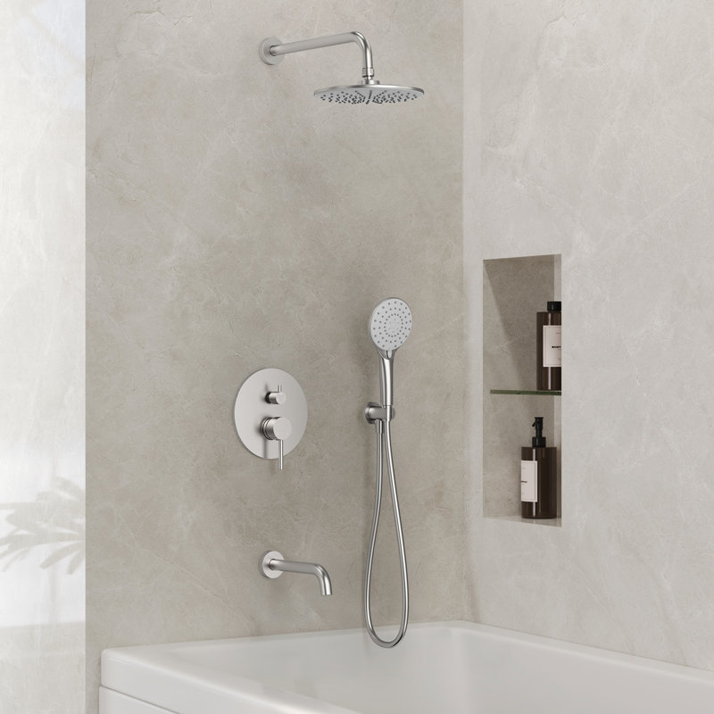 Ensemble de douchette TubandShower, tête de douche à pluie de 9 po avec douchette à 3 réglages, Nickel brossé