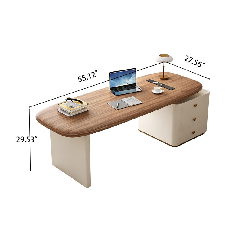 Table d'écriture avec tiroirs de rangement Mid-Century, 29.53" H x 55.12" W x 27.56" D
