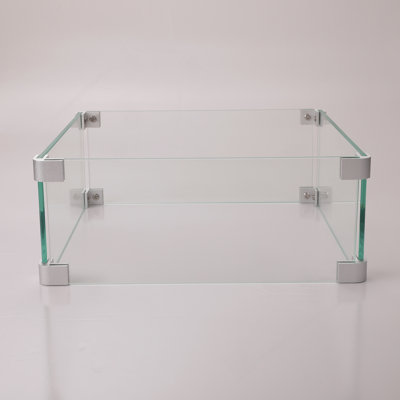 Pare-vent carré moderne en verre pour table de feu carrée