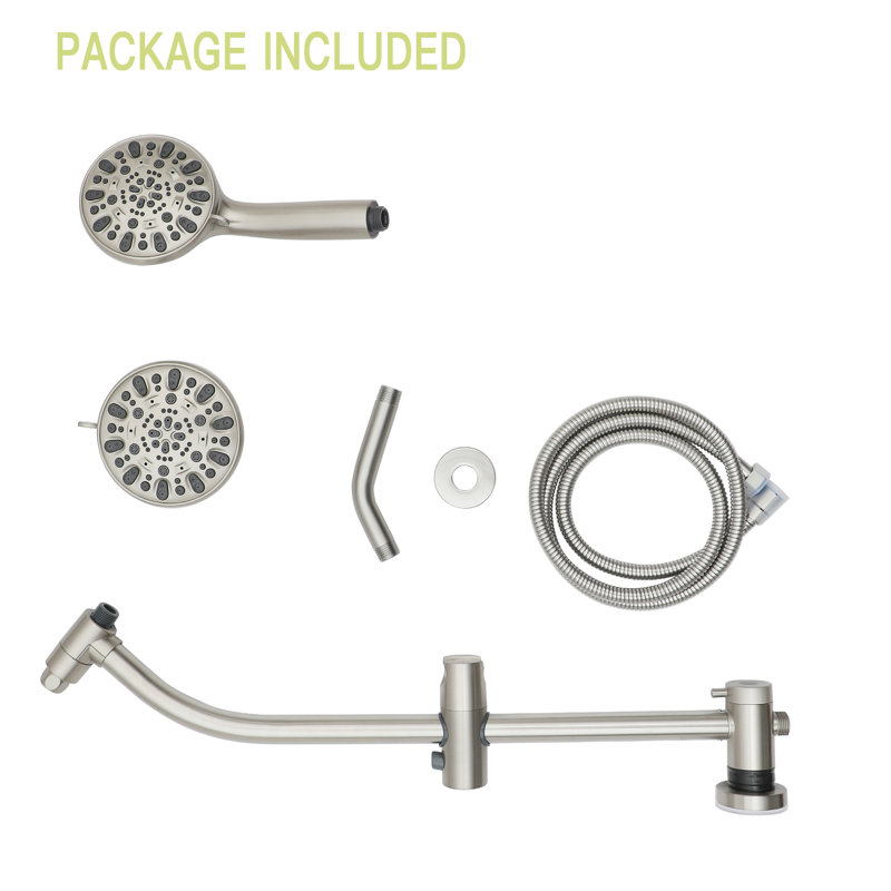 Shower System Featuring 4.7" Rain Showerhead And 7 Handheld Shower, Brushed Nickel Adjustable Slide Multi Function System: Showerhead, Hand Bar In Finish