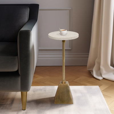 Metal and Stone Accent Table with Aluminum Base - Modern Stylish Side Table for Home Decor