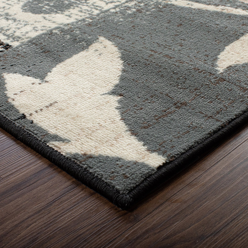Rotonya Geometric Patchwork Pattern Floral Area Rug in Chocolate, Rectangle 5' x 8'