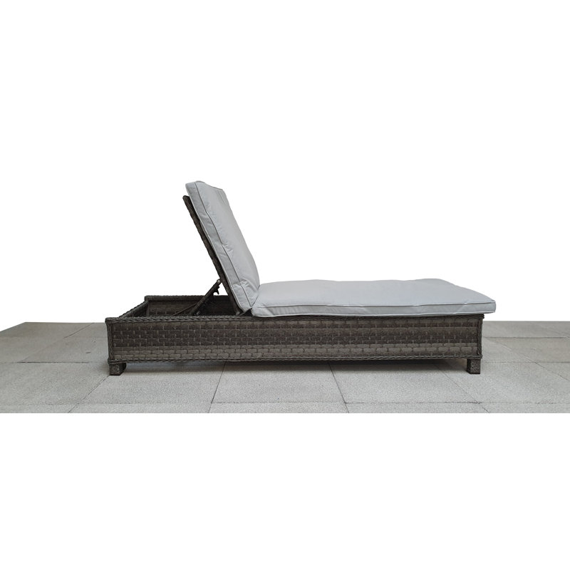 Ashyra 78.7cm Long Reclining Double Chaise with Cushions and Table