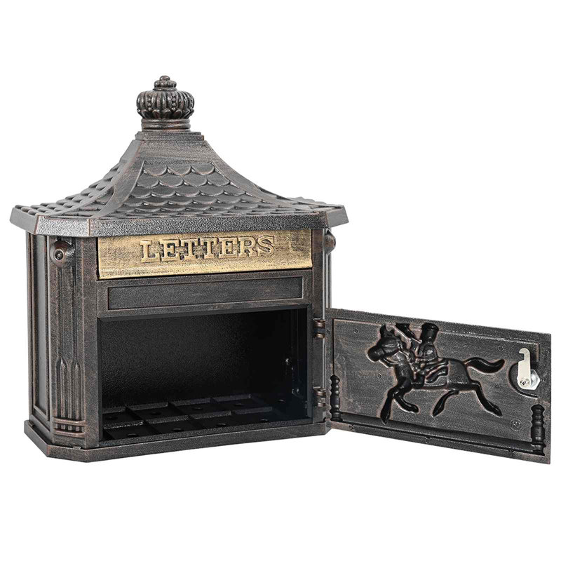 Cast Aluminum Wall Mounted Post Box, Bronze