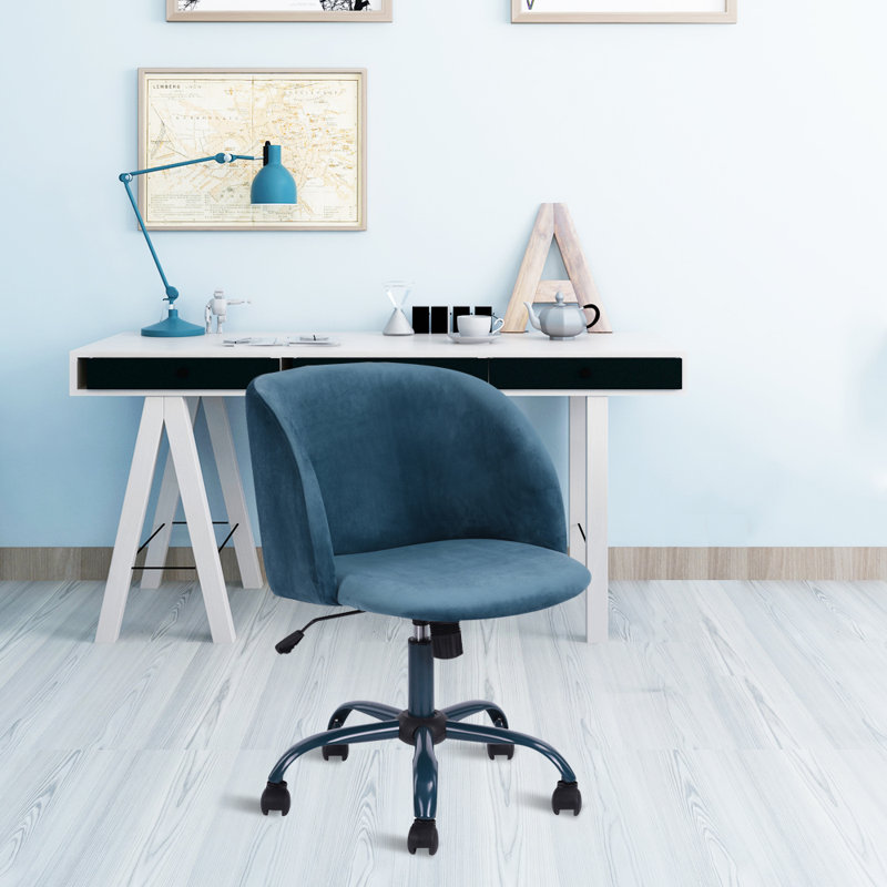 Hetherington Velvet Office Chair, Blue