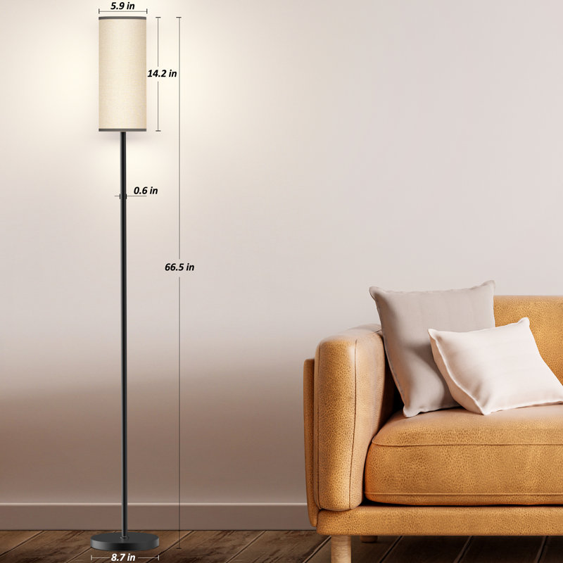Rodenal 66.5" Floor Lamp with Remote Control and Smart Bulb Included, Gray
