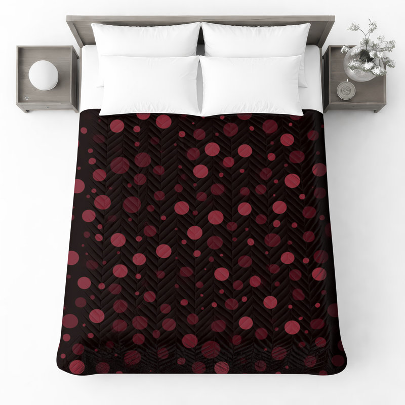 Couvre-lit matelassé à pois rouges, Très grand lit