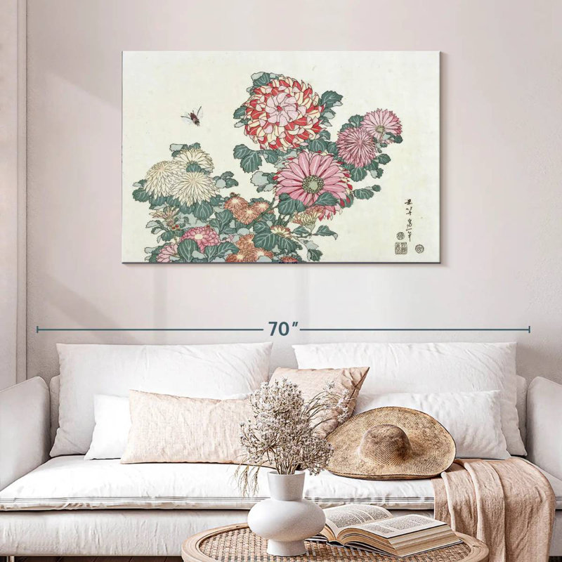 Chrysanthèmes Harnek et une abeille, H 30 po x l 45 po