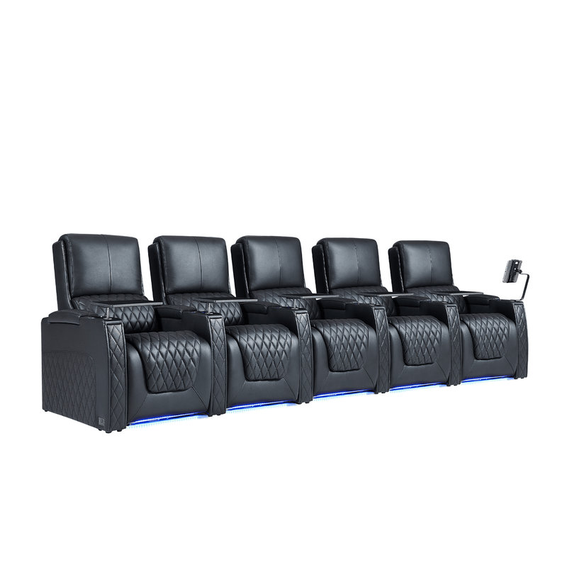 Canapé inclinable électrique Haiylee, Cuir véritable noir