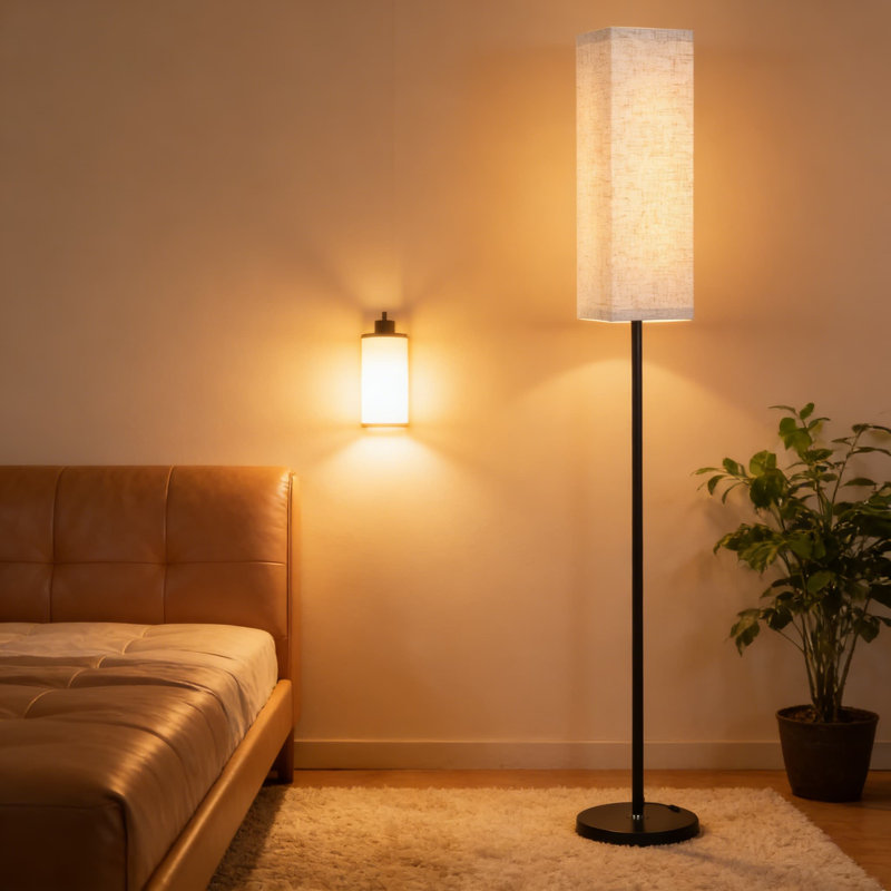 Modern LED Floor Lamp With Remote Control - Adjustable Color Temperature & Stepless Dimmer For Living Room, Bedroom, And Office