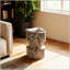 Table de bout d'extérieur en ciment pour patio et jardin, décor de faux terrazzo, petite table d'appoint ronde moderne, tabouret de souche d'arbre, utilisation intérieure et extérieure