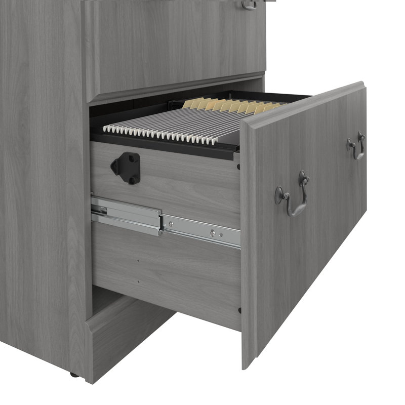 Raker 4 Piece Executive Desk Office Set, Modern Gray