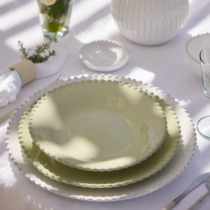Pearl Handmade Stoneware Pasta Plate, Lilly Green
