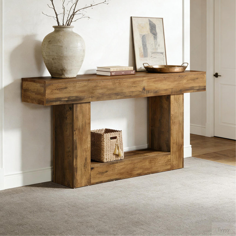 2-Tier Hall Table,Sofa Table,Console Table, Rustic Brown
