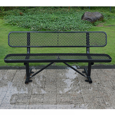 6 Ft. Outdoor Steel Bench With Backrest by 17 Stories