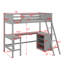 Lit mezzanine simple en bois avec tablettes et bureau-746841456