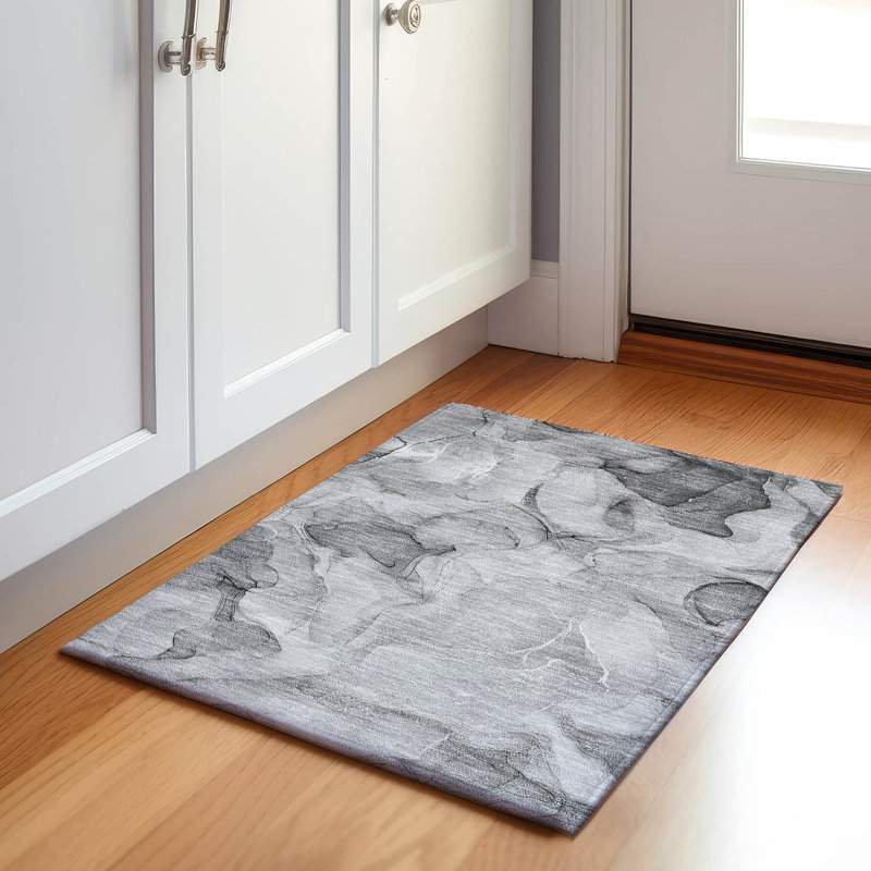 Premium Machine Washable Cerrito AMF504 Gray Rug, Rectangle 1'8" x 2'6"
