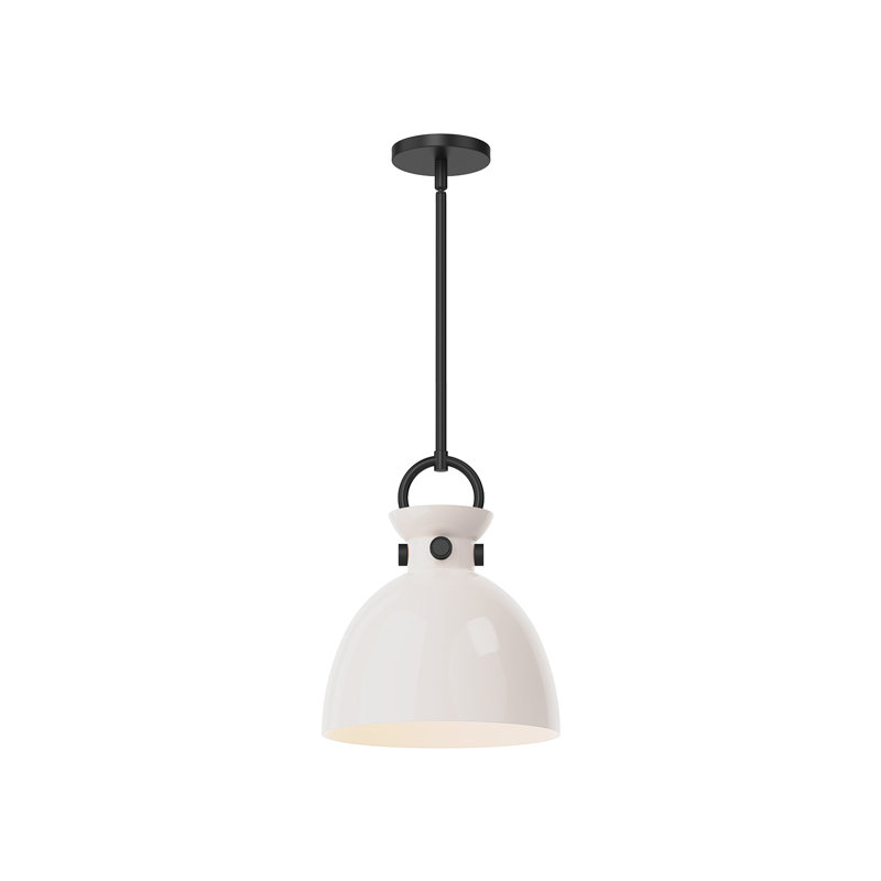 Luminaire suspendu en forme de dôme à 1 lumière Tinka, H 12,75 po x l 10,5 po x P 10,5 po, Noir mat