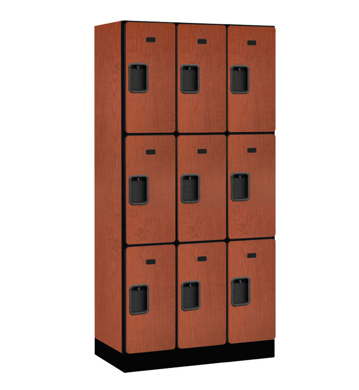 Mahogany 76" Triple Tier Lockable Gym Locker with Steel Handles