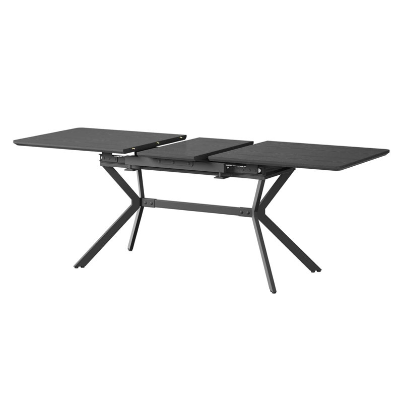 Rikst Solid Wood Top Four Leg Dining Set, Black
