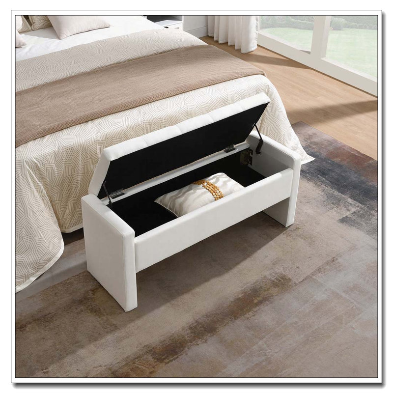 Banc de lit moderne avec rangement, Beige