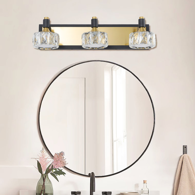 Luxueux luminaire de salle de bain sur miroir - Lampe murale en cristal et rouille moderne