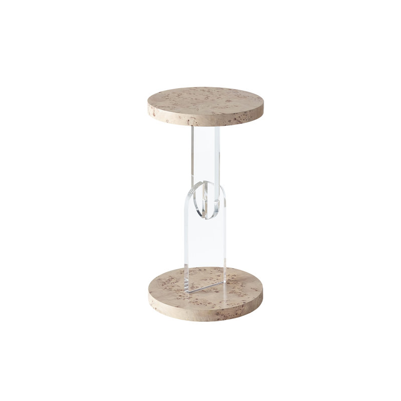 12" Burl and Acrylic Side Table