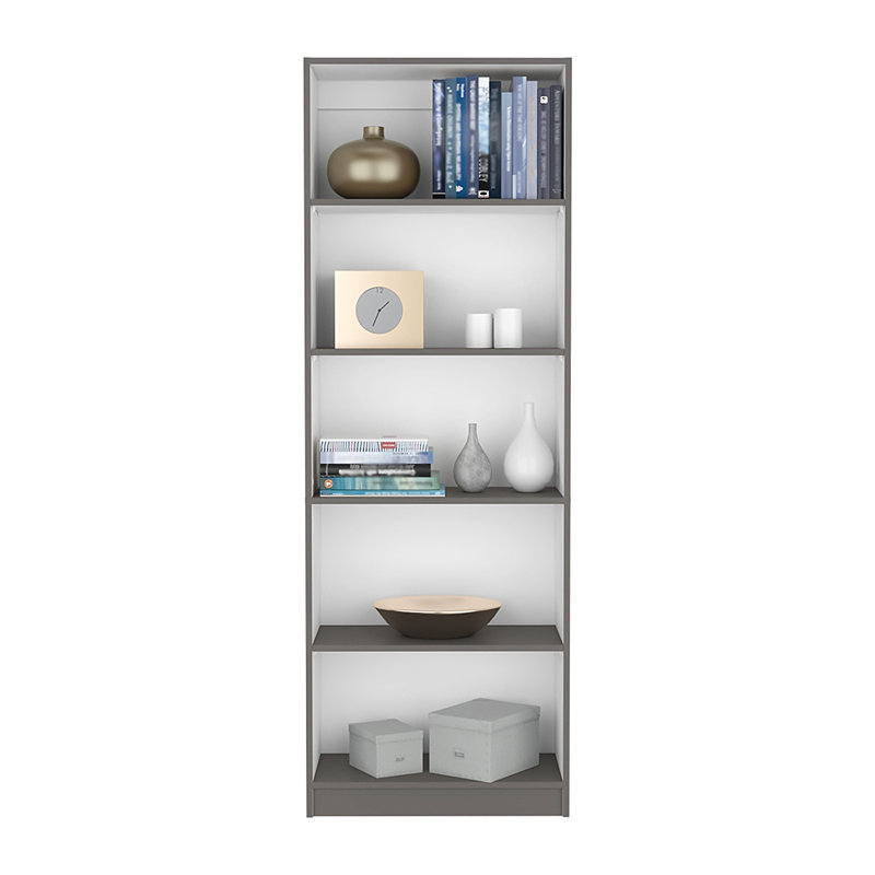 Bibliothèque à 4 tablettes, bureau, Gris
