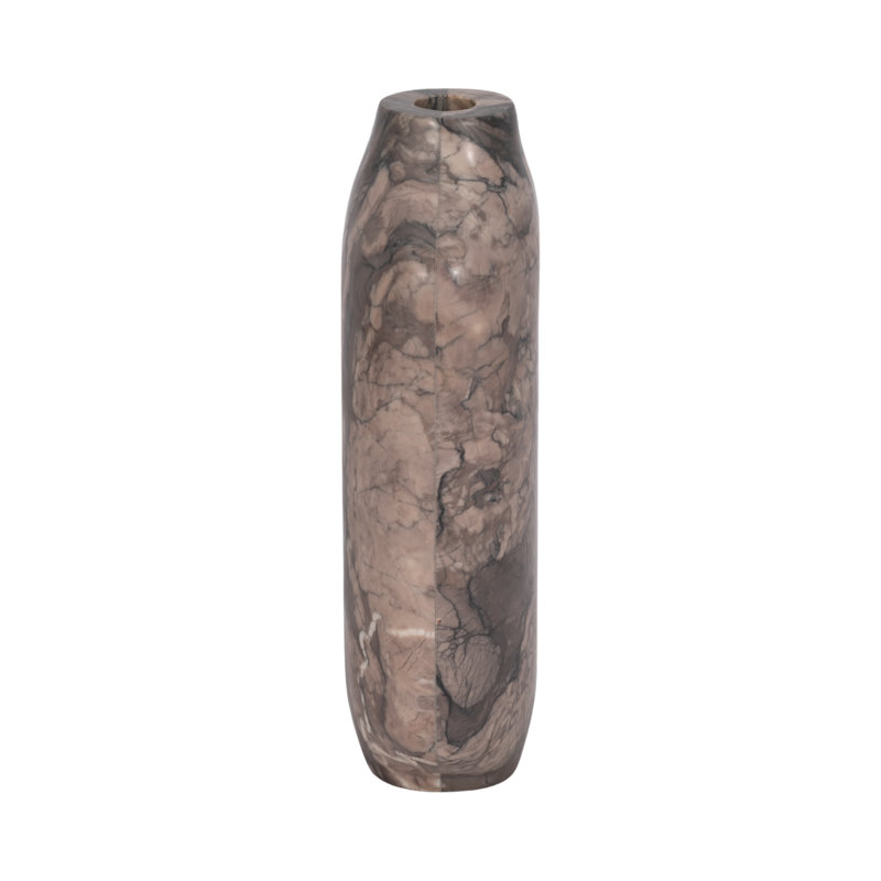 Vase Stone Marble Glam Design Decorative Accent for Home Office Bedroom Living Room Modern Interior Decor Statement Piece - 12" Tan, Brown, Ivory