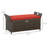 Patio wicker storage stool, outdoor PE cane patio furniture, 2 in 1 large volume rectangular garden storage box with handles and cushions