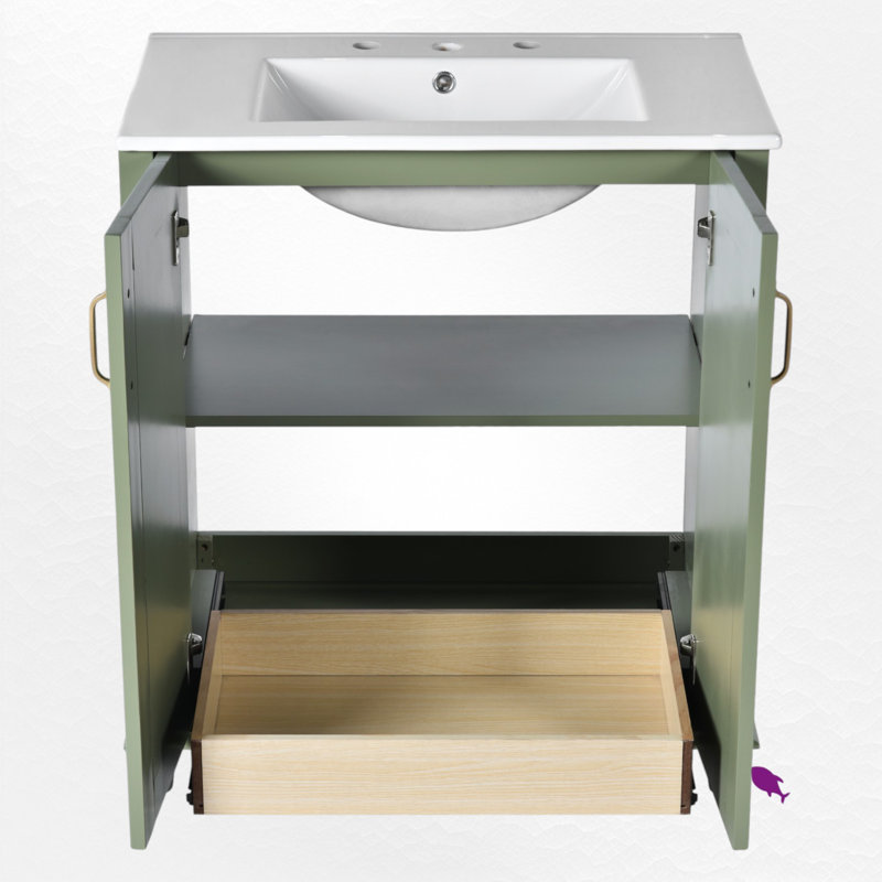 30'' Single Bathroom Vanity Set With Ceramic Top, Green