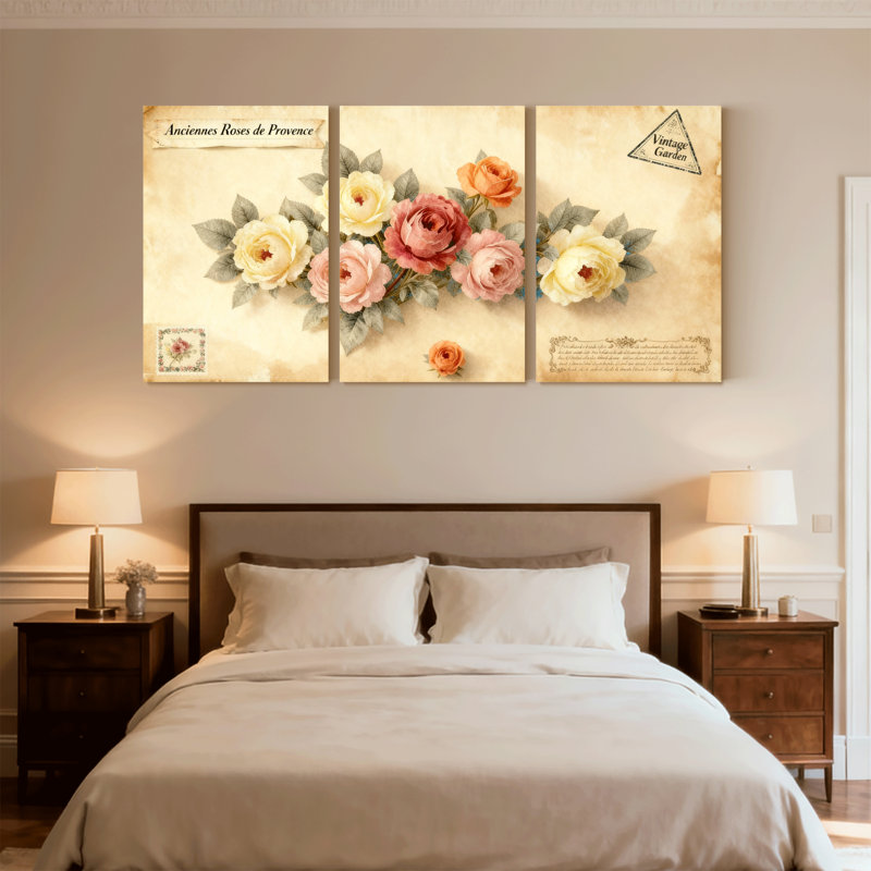 Ensemble de 3 reproductions d'art sur toile, H 18 po x l 36 po