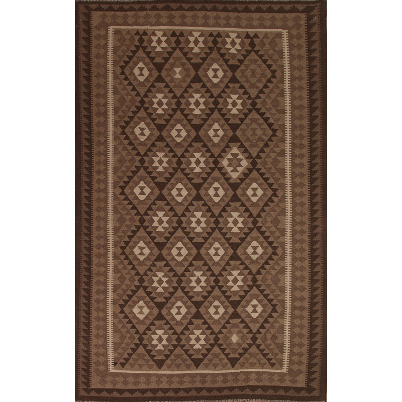 Tapis oriental géométrique en laine Kilim 7 x 10