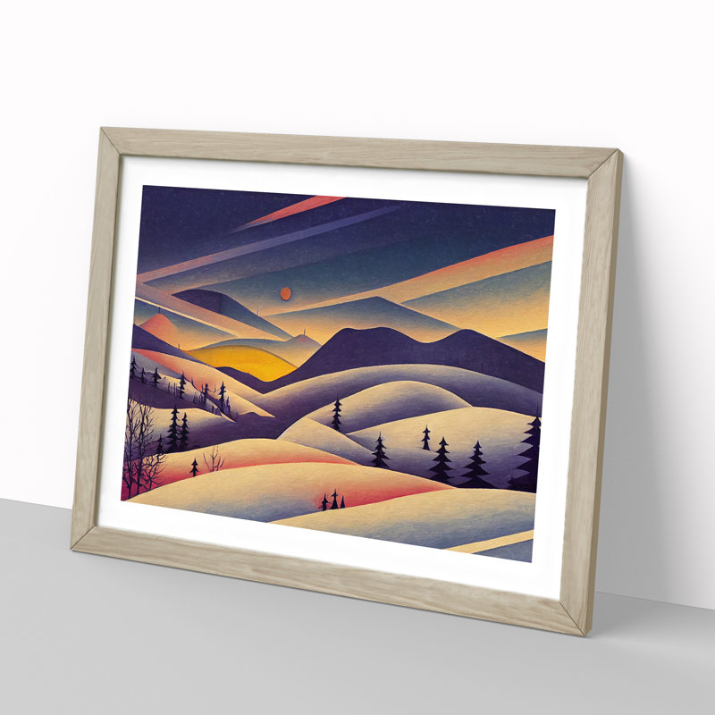 Winter Landscape Scene Abstract - Framed Print, 46cm H x 64cm W x 2cm D, Oak Framed