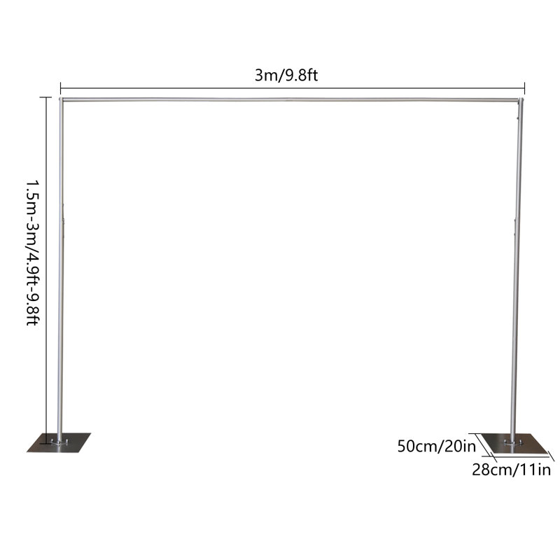 Support de fond robuste 9,8 pi x 9,8 pi avec base en acier