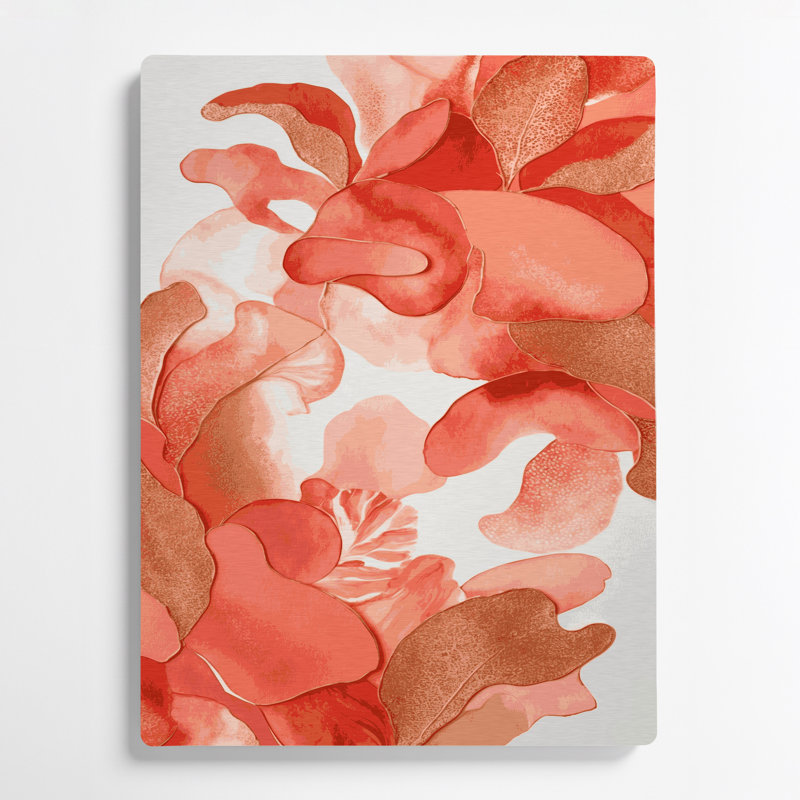 Abstrait aquarelle 16, art mural en métal rose, H 12 po x l 18 po