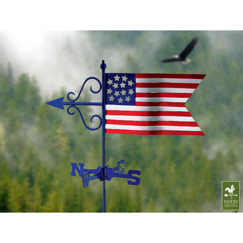 Amercan Flag Weathervane Wth Roof Mount Pure Copper By - Etsy