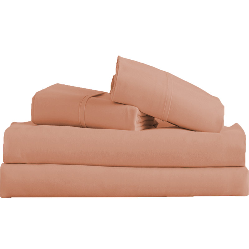 Signature Series Microfiber Sheet Set, Queen Sheet Set + Fitted Sheet + 2 Pillowcases, Cream