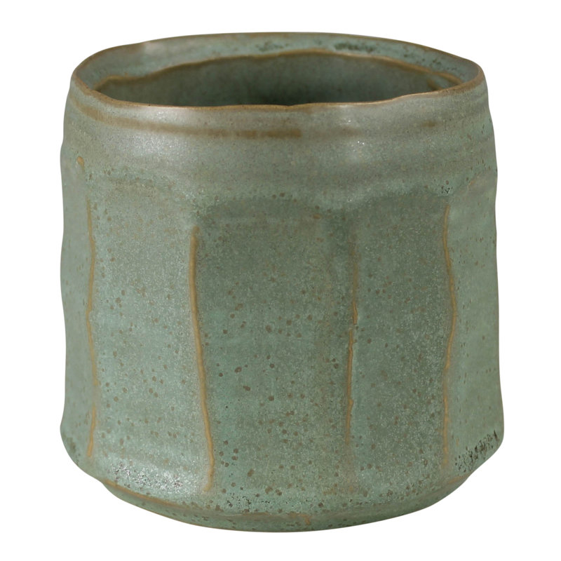 Ceramic Olive Cachepot, 4" H x 4.75" W x 4.75" D