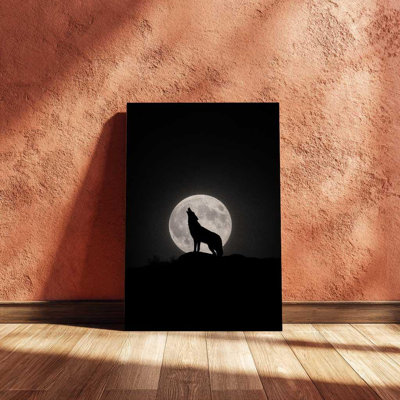 «Coyote Howling at the Moon», art sur toile - Texas Night Sky Wall Decor - Western rustic print
