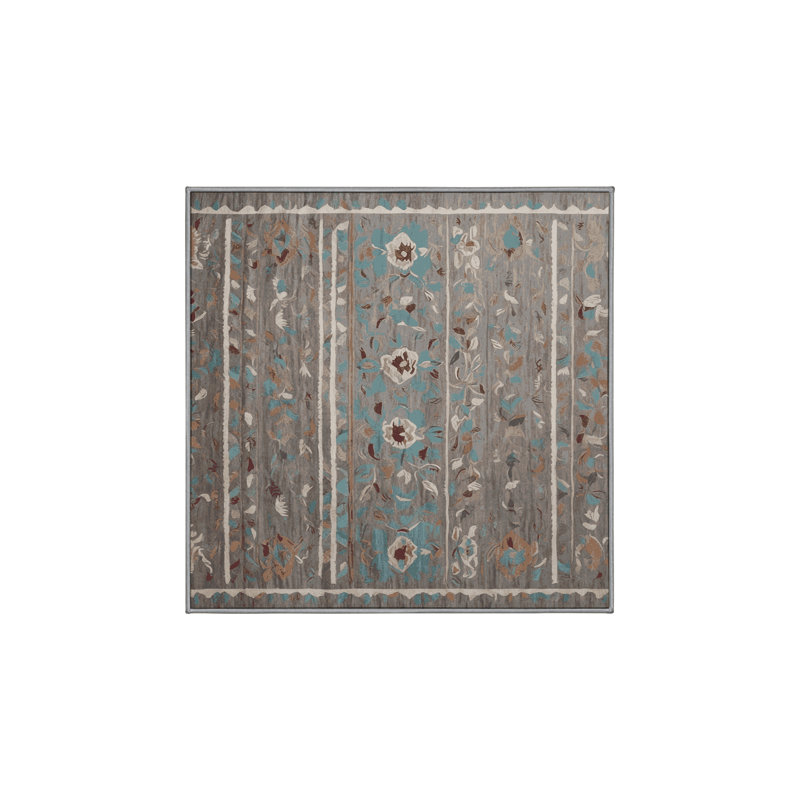 Tapis gris lavable à la machine, Carré 6 pi